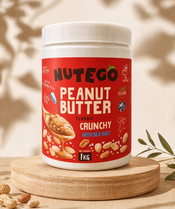 Produkts: Nutego kraukšķīgais zemesriekstu krēms Zemesriekstu krēms ar riekstu gabaliņiem un jūras sāli